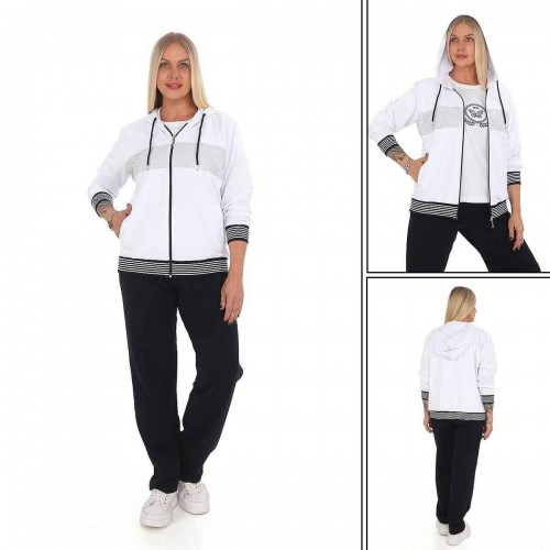 217518 TOPTAN BEYAZ EŞOFMAN TAKIM toptan bayan giyim