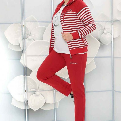 217525 TOPTAN KIRMIZI EŞOFMAN TAKIM toptan bayan giyim