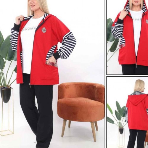 217530 TOPTAN KIRMIZI EŞOFMAN TAKIM toptan bayan giyim