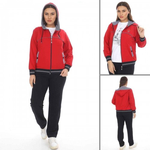 217550 TOPTAN KIRMIZI EŞOFMAN TAKIM toptan bayan giyim