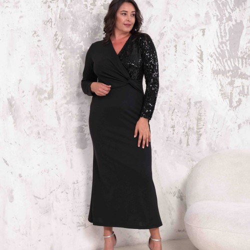 217736 TOPTAN SİYAH ELBİSE toptan bayan giyim