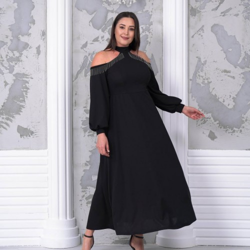 217770 TOPTAN SİYAH ELBİSE toptan bayan giyim