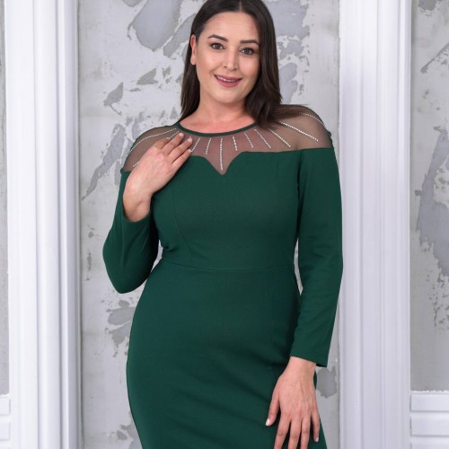 217775 TOPTAN ZÜMRÜT YEŞİL ELBİSE toptan bayan giyim