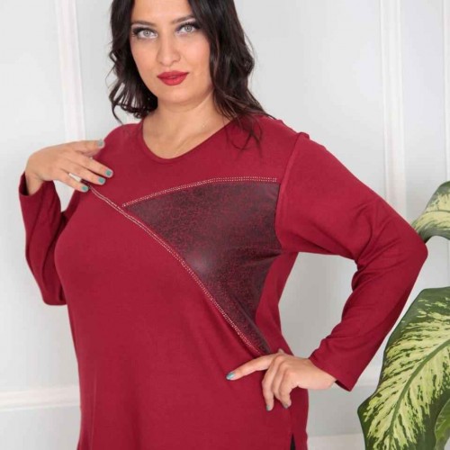 217802 TOPTAN BORDO BLUZ toptan bayan giyim