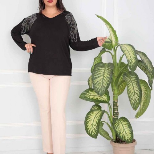 217813 TOPTAN SİYAH BLUZ toptan bayan giyim