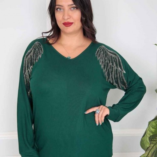 217814 TOPTAN ZÜMRÜT YEŞİL BLUZ toptan bayan giyim