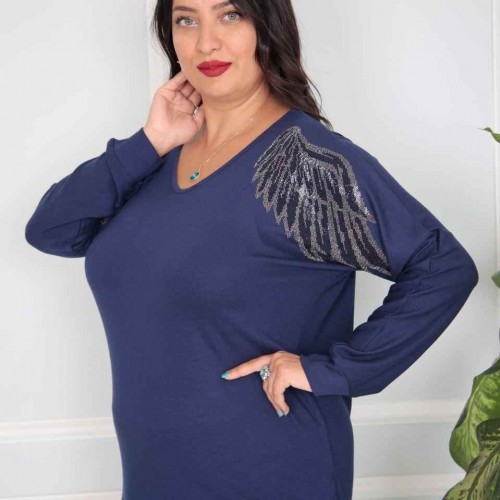 217815 TOPTAN LACİVERT BLUZ toptan bayan giyim