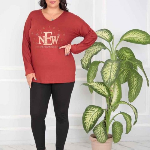 217821 TOPTAN KIRMIZI BLUZ toptan bayan giyim