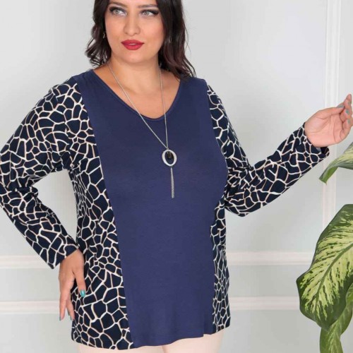 217822 TOPTAN LACİVERT BLUZ toptan bayan giyim