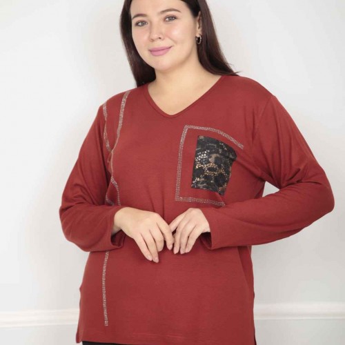 217825 TOPTAN KIRMIZI BLUZ toptan bayan giyim