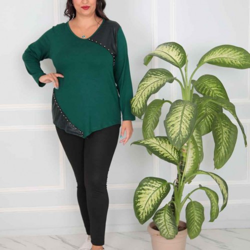 217832 TOPTAN ZÜMRÜT YEŞİL BLUZ toptan bayan giyim
