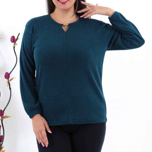 217844 TOPTAN TURKUAZ BLUZ toptan bayan giyim