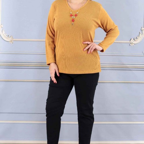 217847 TOPTAN HARDAL BLUZ toptan bayan giyim