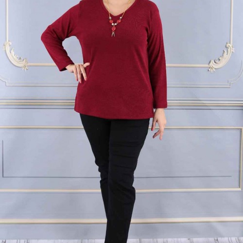 217848 TOPTAN BORDO BLUZ toptan bayan giyim