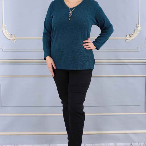 217849 TOPTAN TURKUAZ BLUZ toptan bayan giyim