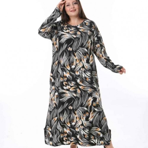 217991 TOPTAN DESENLİ ELBİSE toptan bayan giyim