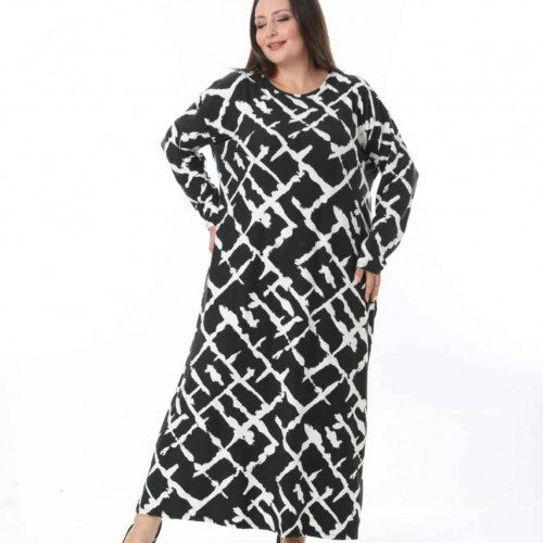 217994 TOPTAN DESENLİ ELBİSE toptan bayan giyim