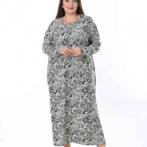 217996 TOPTAN DESENLİ ELBİSE toptan bayan giyim