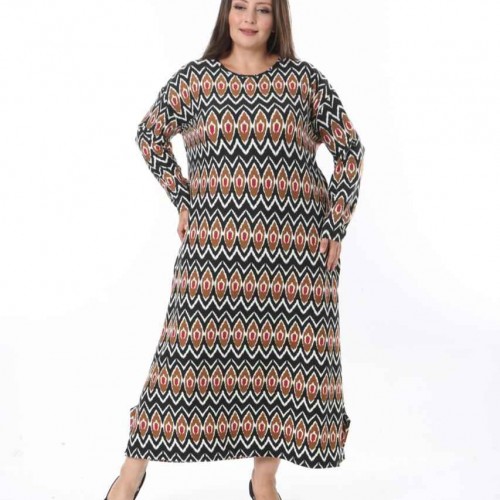 217999 TOPTAN DESENLİ ELBİSE toptan bayan giyim