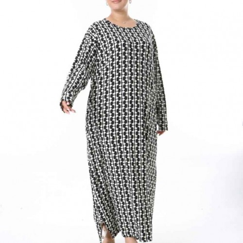 218003 TOPTAN DESENLİ ELBİSE toptan bayan giyim