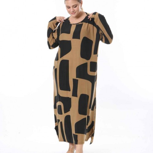 218005 TOPTAN DESENLİ ELBİSE toptan bayan giyim