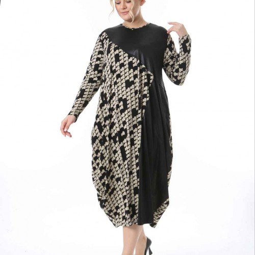 218037 TOPTAN DESENLİ ELBİSE toptan bayan giyim