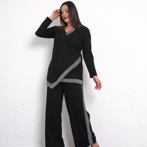 218056 TOPTAN SİYAH PANTOLON TAKIM toptan bayan giyim