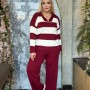 218076 TOPTAN ÇİZGİLİ PANTOLON TAKIM toptan bayan giyim