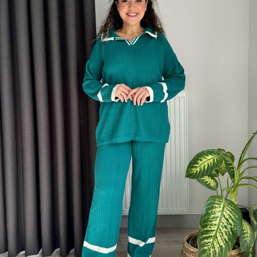 218083 TOPTAN YEŞİL PANTOLON TAKIM toptan bayan giyim