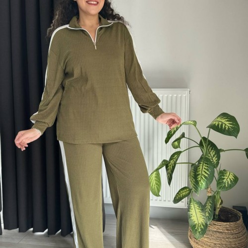 218088 TOPTAN HAKİ EŞOFMAN TAKIM toptan bayan giyim