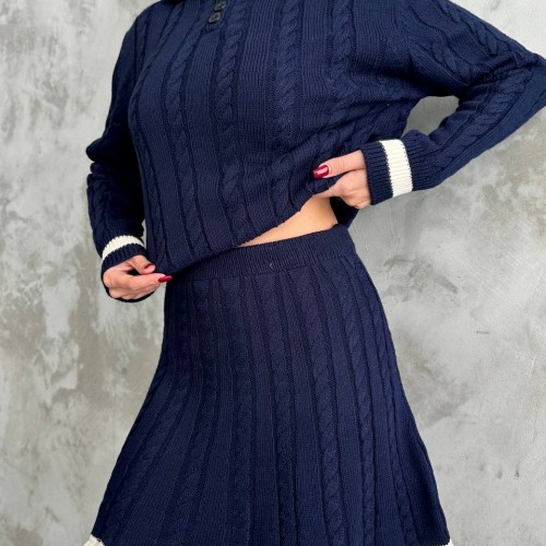 218242 TOPTAN LACİVERT ETEK TAKIM toptan bayan giyim