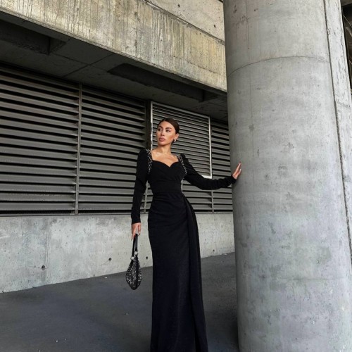 218376 TOPTAN SİYAH ABİYE toptan bayan giyim