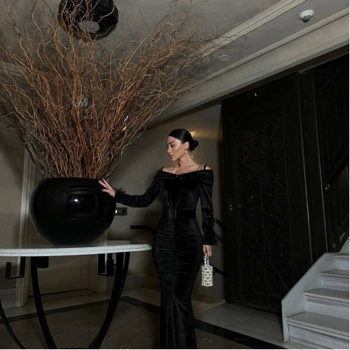 218447 TOPTAN SİYAH ABİYE toptan bayan giyim