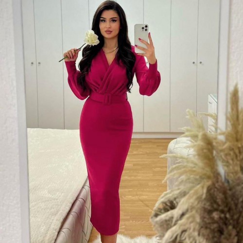 218467 TOPTAN FUŞYA ELBİSE toptan bayan giyim