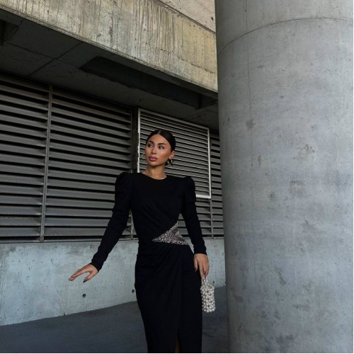 218616 TOPTAN SİYAH ABİYE toptan bayan giyim