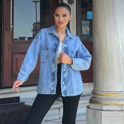 218725 TOPTAN MAVİ GÖMLEK toptan bayan giyim