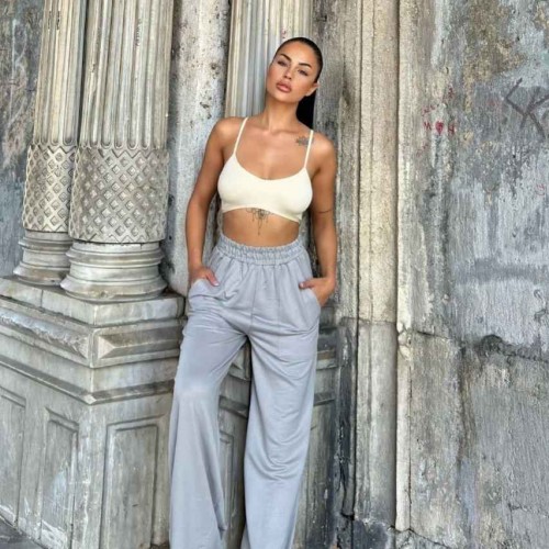 218739 TOPTAN GRİ PANTOLON toptan bayan giyim