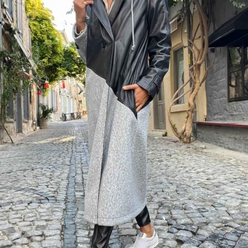 218764 TOPTAN GRİ KABAN toptan bayan giyim