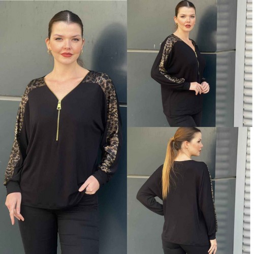 218773 TOPTAN SİYAH BLUZ toptan bayan giyim