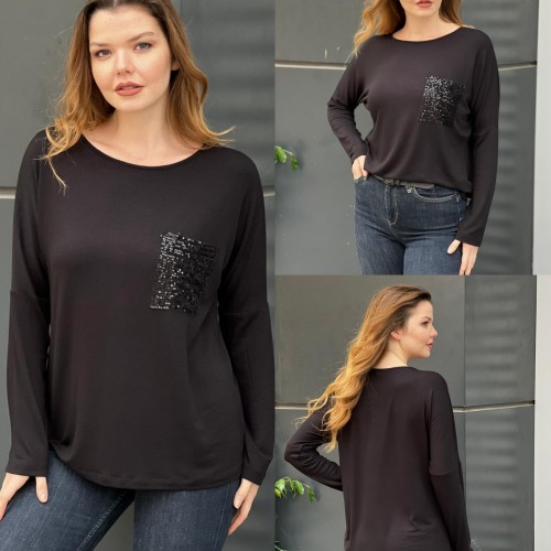 218776 TOPTAN SİYAH BLUZ toptan bayan giyim