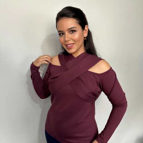 218802 TOPTAN BORDO BLUZ toptan bayan giyim