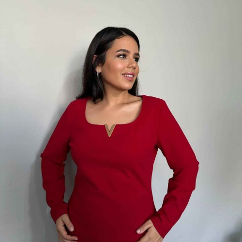 218805 TOPTAN BORDO BLUZ toptan bayan giyim