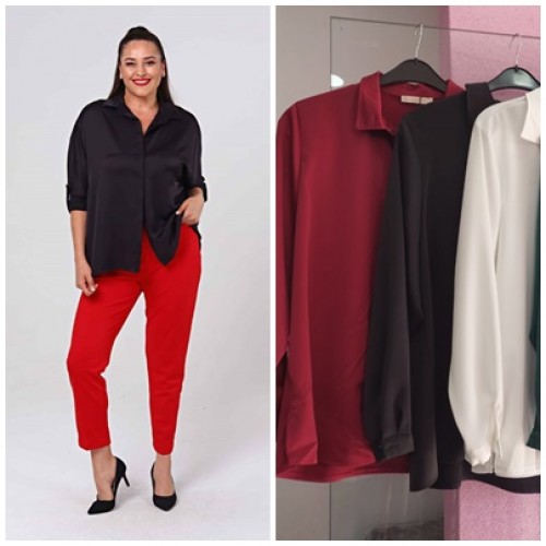 218810 TOPTAN BORDO GÖMLEK toptan bayan giyim