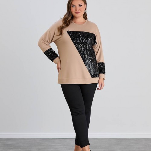 218924 TOPTAN BEJ BLUZ toptan bayan giyim