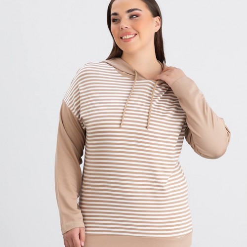 218962 TOPTAN ÇİZGİLİ BLUZ toptan bayan giyim