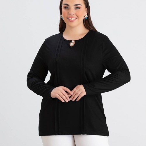 218971 TOPTAN SİYAH BLUZ toptan bayan giyim