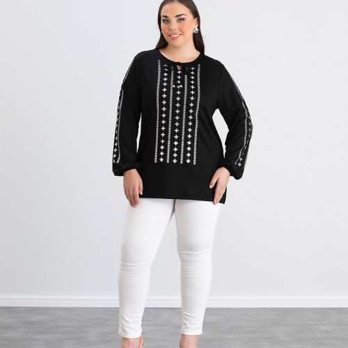 218973 TOPTAN SİYAH BLUZ toptan bayan giyim