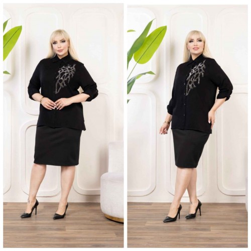 219001 TOPTAN SİYAH GÖMLEK toptan bayan giyim