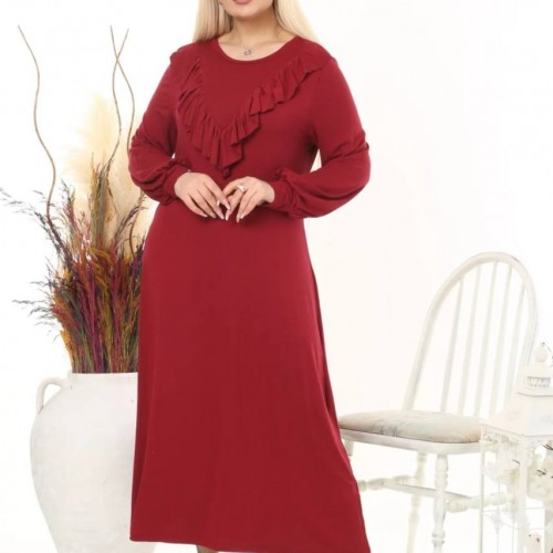 219009 TOPTAN BORDO ELBİSE toptan bayan giyim