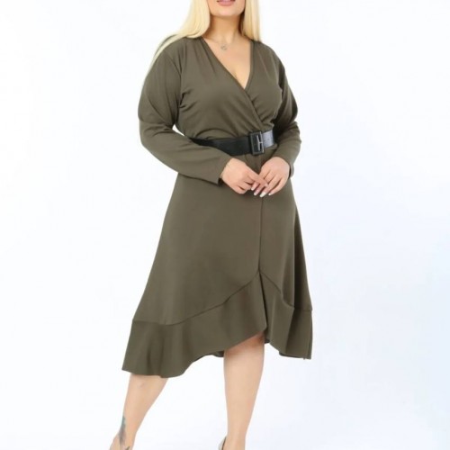 219012 TOPTAN HAKİ ELBİSE toptan bayan giyim